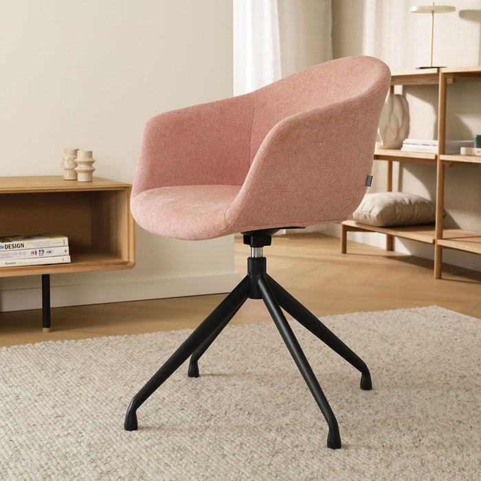 Nolon Nola-Otis Eetkamerstoel Zacht Roze - Draaibaar Zwart Onderstel