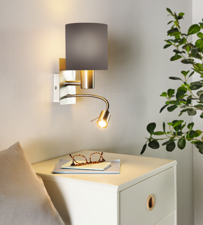 EGLO Pasteri Wandlamp - E27|LED - 38 cm - Grijs|Bruin|Antraciet
