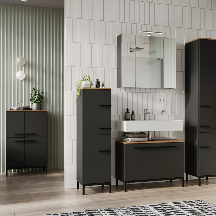Germania Yonkers Wastafelonderkast Grafiet | Eiken 80 cm