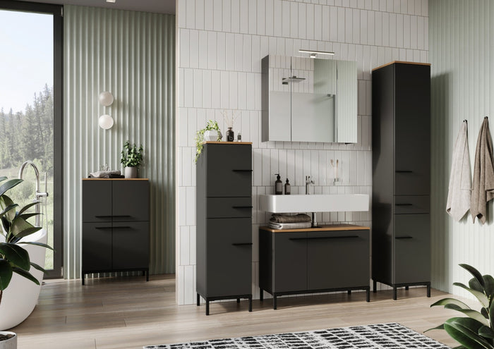 Germania Yonkers Wastafelonderkast Grafiet | Eiken 80 cm