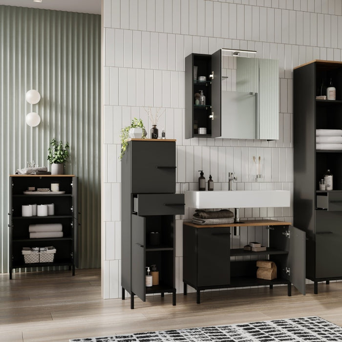 Germania Yonkers Wastafelonderkast Grafiet | Eiken 80 cm