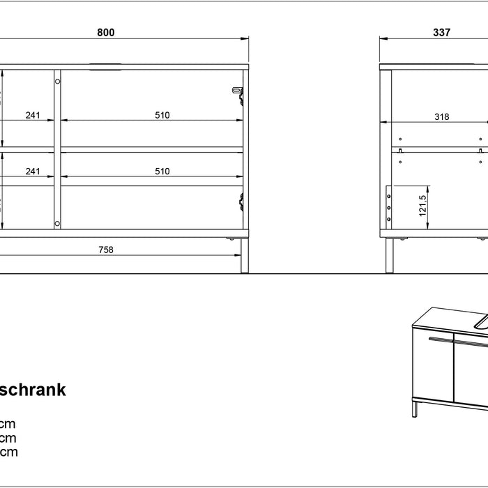 Germania Yonkers Wastafelonderkast Grafiet | Eiken 80 cm