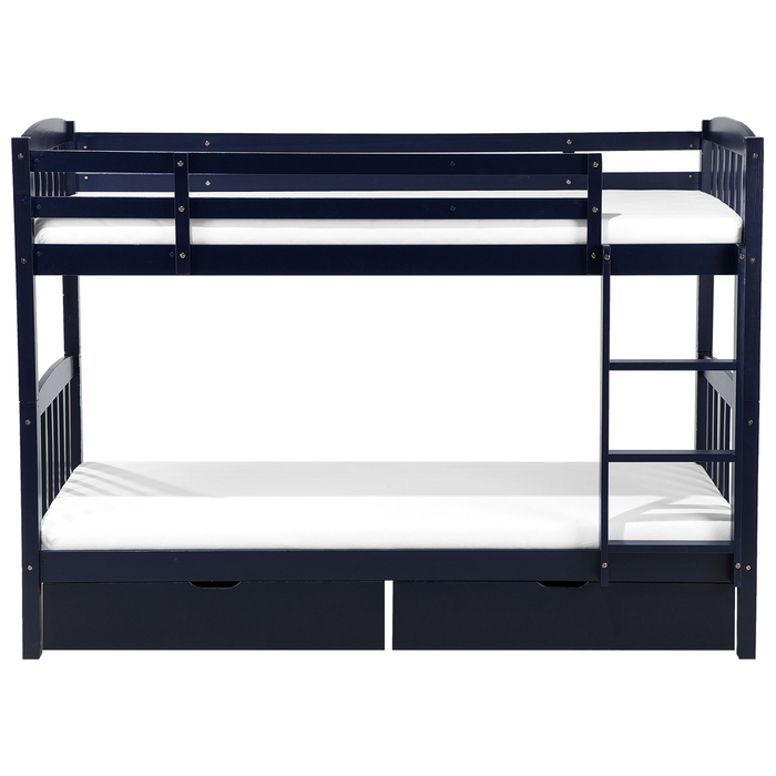 Beliani-REVIN -Stapelbed met opbergruimte-Blauw-90 x 200 cm-Dennenhout