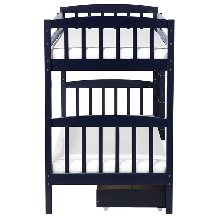 Beliani-REVIN -Stapelbed met opbergruimte-Blauw-90 x 200 cm-Dennenhout