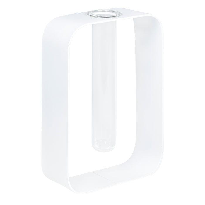 QUVIO Rechthoekig metalen frame met vaasje - Wit