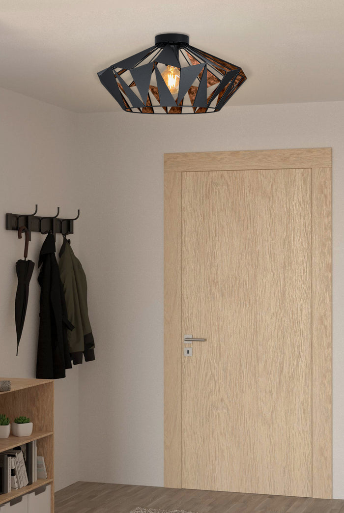 EGLO Carlton 6 Plafondlamp - E27 - Ø 47 cm - Zwart|Koper