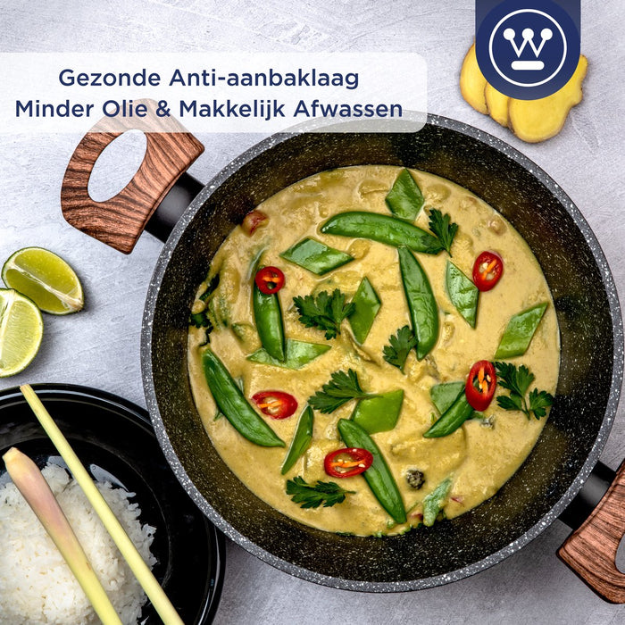 Westinghouse Pannenset - Marmer Wood Braadpan 24cm+28cm - Kookpannen