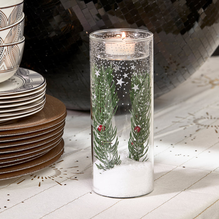 Riviera Maison Waxinelichthouder Snowy Misletoe Transparant