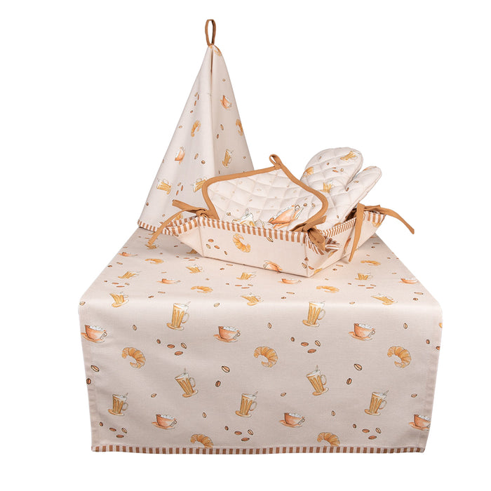 Clayre & Eef Ovenwant  18x30 cm Beige Katoen Croissant en koffie