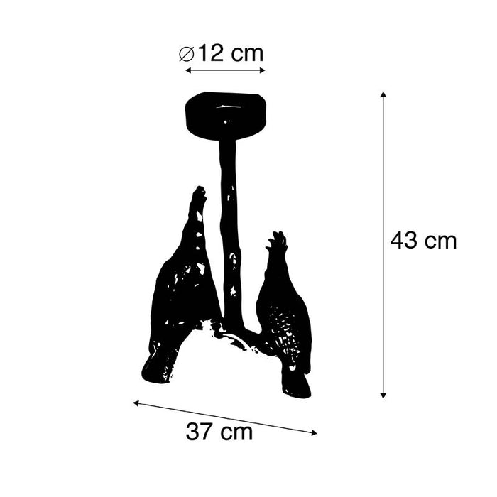 QAZQA Vintage plafondlamp messing 2-lichts - Animal Papegoje