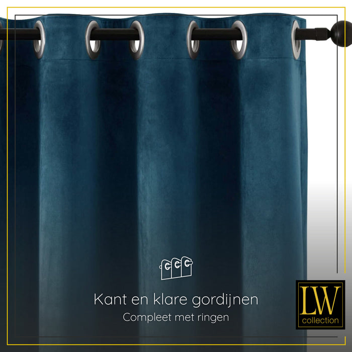 LW Collection Kant en klare gordijnen donkerblauw 140x240cm
