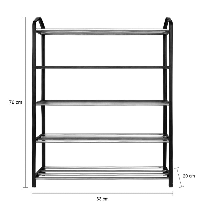 QUVIO Schoenenrek metaal met zwarte zijkant - 5 laags