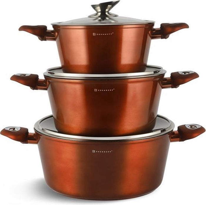 Edenberg Copper Line - 6-delige Luxe Pannenset van Gesmeed Aluminium