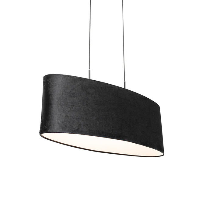 QAZQA Hanglamp tanbor - Zwart - Modern - L 75cm