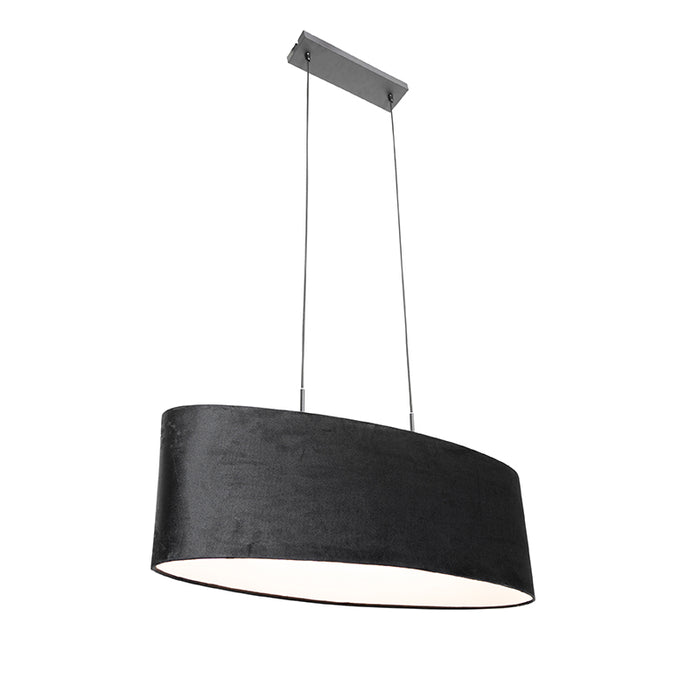 QAZQA Hanglamp tanbor - Zwart - Modern - L 75cm