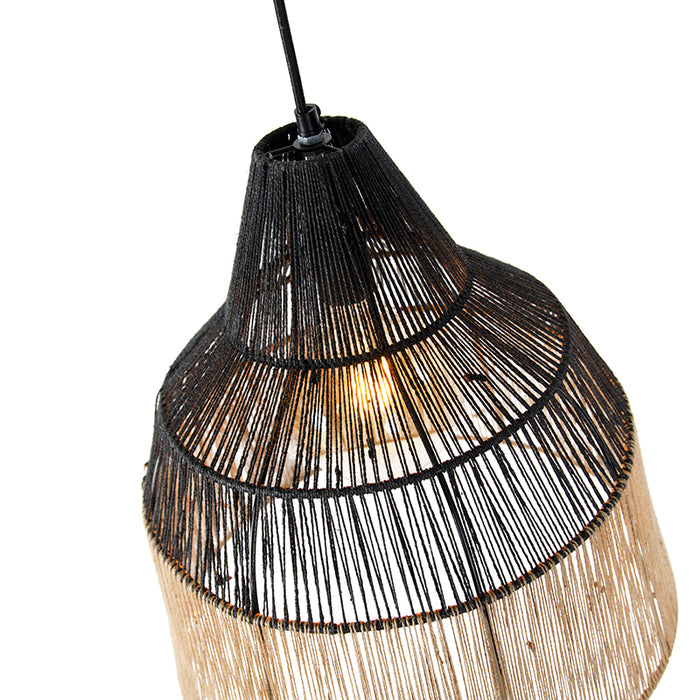 QAZQA Hanglamp jenthe - Zwart - Landelijk - D 40cm