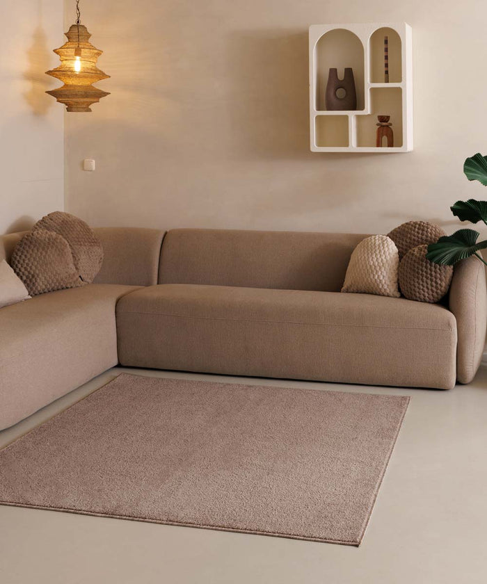 Tapeso Vierkant vloerkleed Fine - beige - 140x140 cm