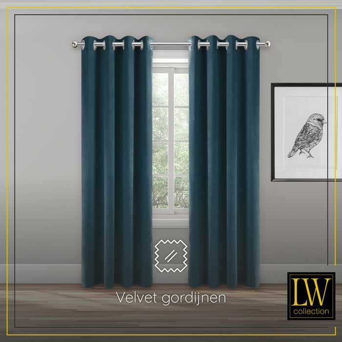 LW Collection Kant en klaar gordijnen donkerblauw 140x270cm