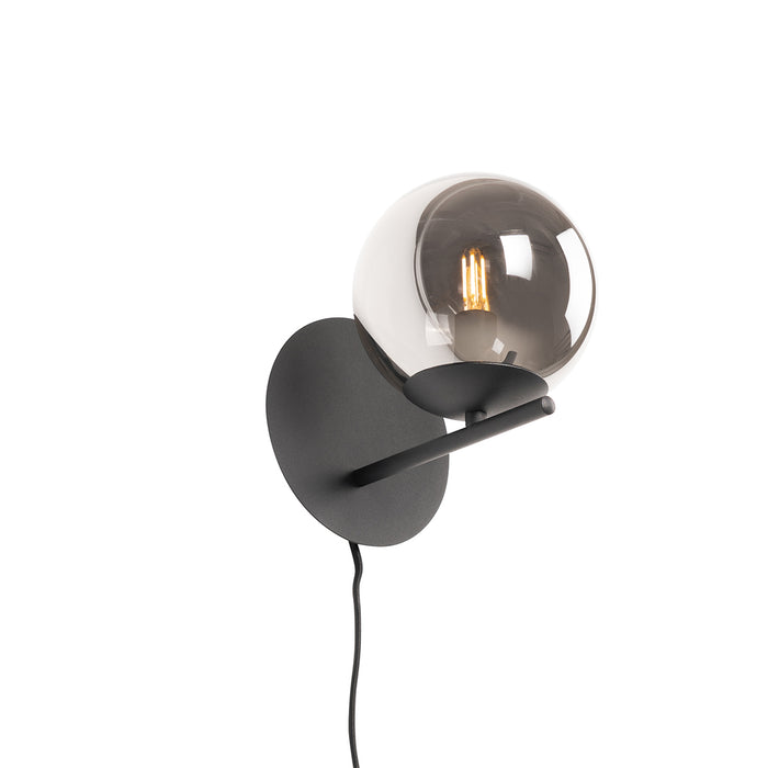 QAZQA Art Deco wandlamp zwart en smoke glas - Flore