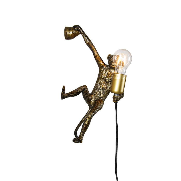 QAZQA Vintage wandlamp goud - Animal Monkey