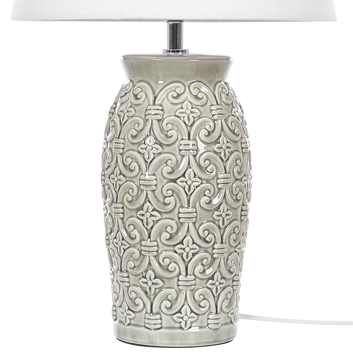 Beliani - KHOPER - Tafellamp - Grijs - Keramiek