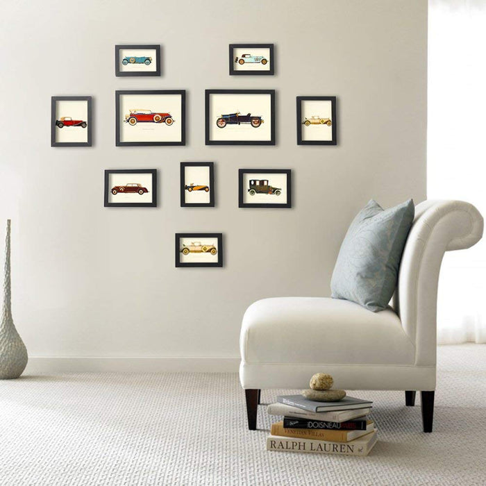 Fotowand - 10 fotokaders in verschillende formaten - zwart