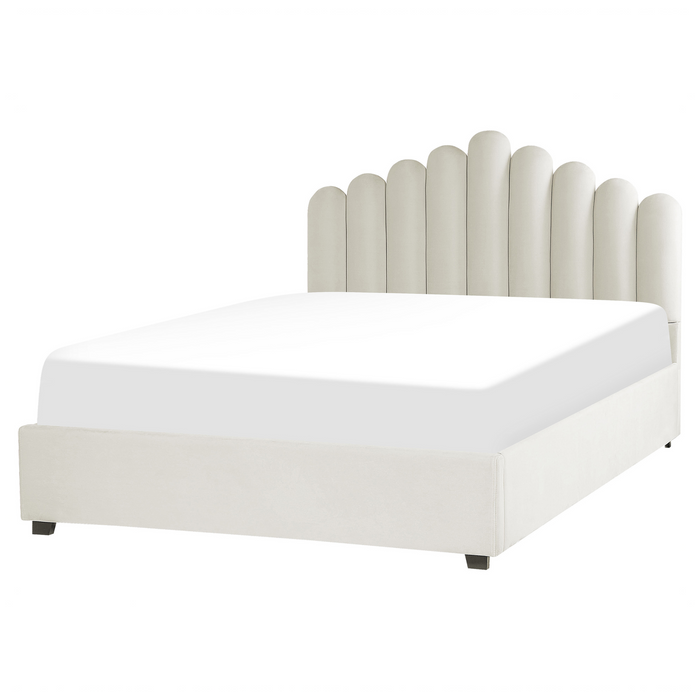 Beliani-VINCENNES-Bed met opbergruimte-Wit-160 x 200 cm-Fluweel