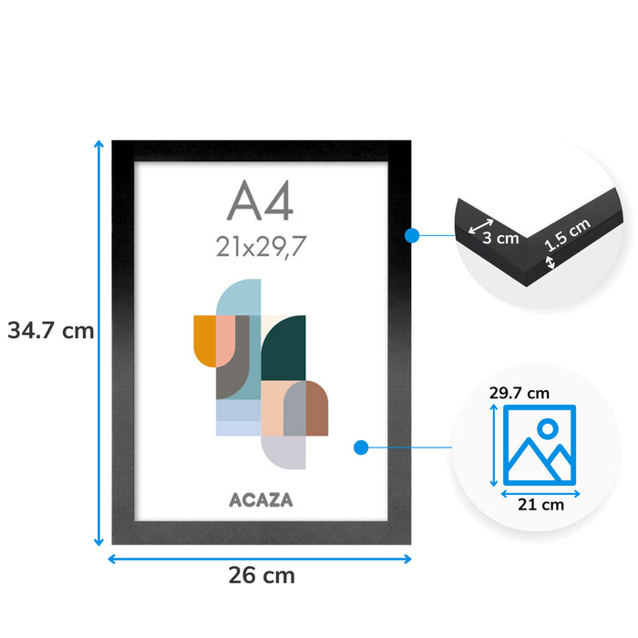 Set van 2 Fotokaders - A4 formaat - Foto Lijsten in MDF Hout - Zwart