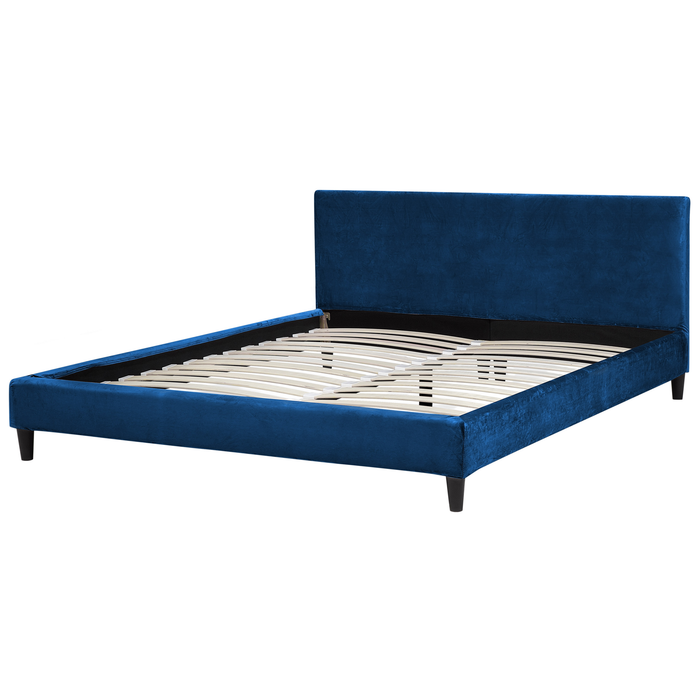 Beliani - FITOU - Tweepersoonsbed - Blauw - 180 x 200 cm - Fluweel