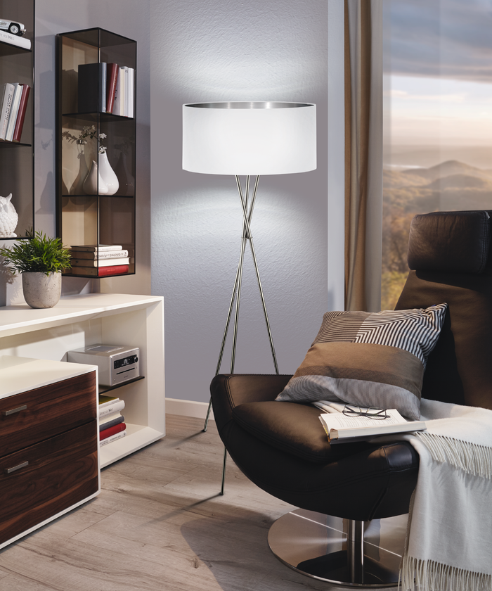 EGLO Fondachelli Vloerlamp - E27 - 151,5 cm - Grijs|Wit|Zilver