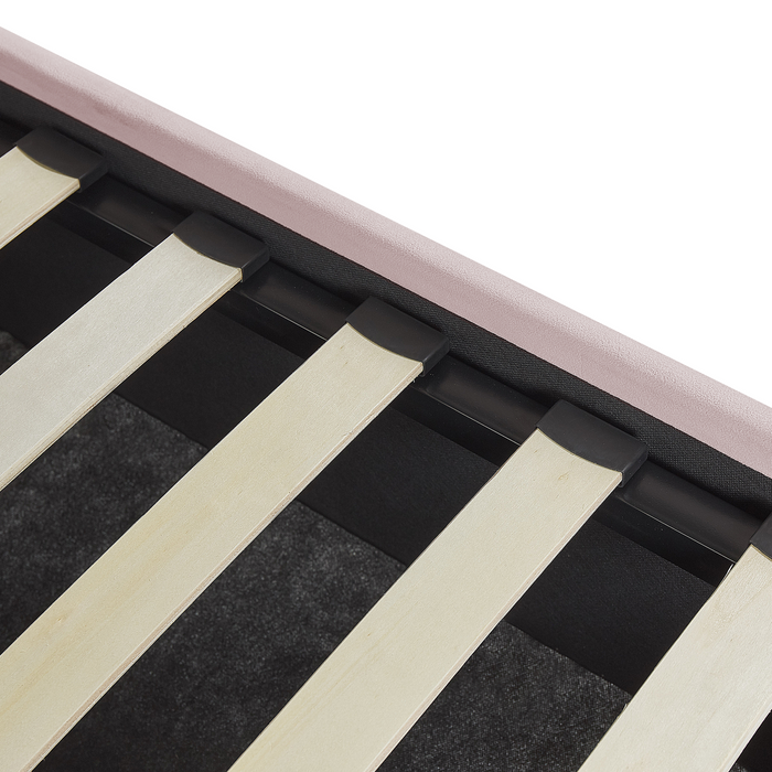 Beliani-VINCENNES-Bed met opbergruimte-Pastelroze-140 x 200 cm-Fluweel