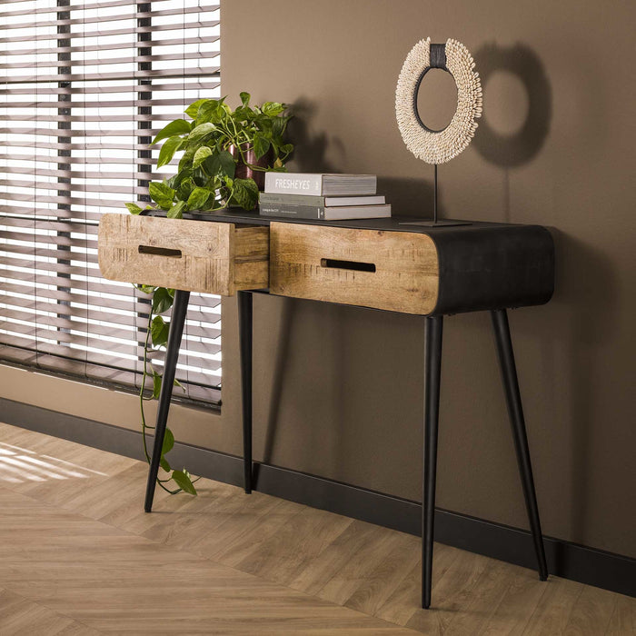 Duverger® Retro Mango - Sidetable - mango - naturel - 2 lades - metaal