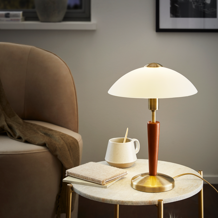 EGLO Solo 1 - Tafellamp - 1 Lichts- Ø260mm. - Brons, Noot - Wit