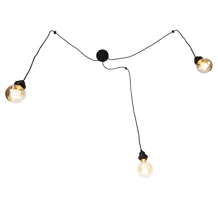 QAZQA Industriële hanglamp zwart 3-lichts - Cava