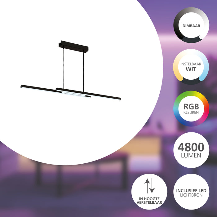 EGLO connect.z Fraioli-Z Smart Hanglamp - 105,5 cm - Zwart - RGB