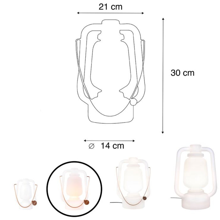 QAZQA Tafellamp wit IP44 incl. bluetooth speaker - Storm Music