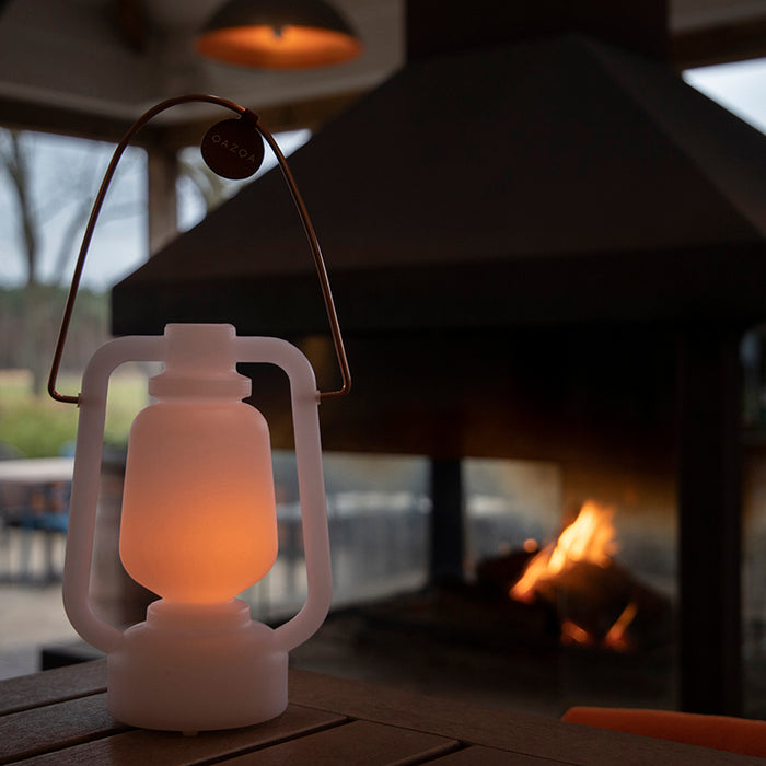 QAZQA Tafellamp wit flame effect 22 cm - Storm Mini