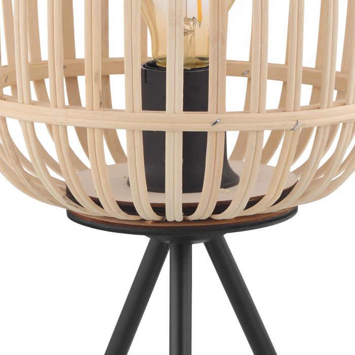 EGLO Bordesley Tafellamp - E27 - 40 cm - Zwart|Natuur