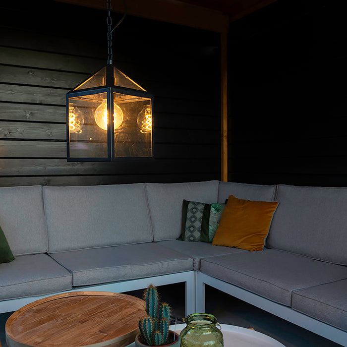 QAZQA Smart buiten hanglamp zwart IP23 incl. Wifi G95 - Amsterdam