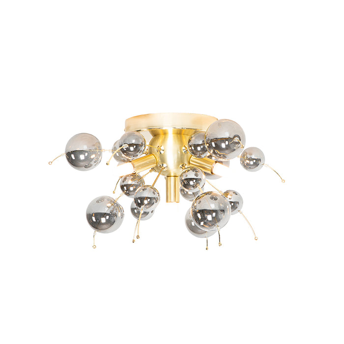 QAZQA Design plafondlamp messing met smoke glas 40 cm 4-lichts -