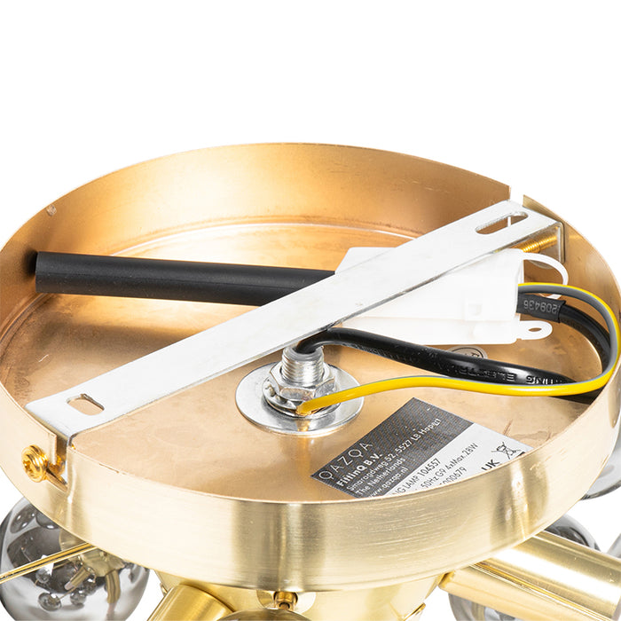 QAZQA Design plafondlamp messing met smoke glas 40 cm 4-lichts -