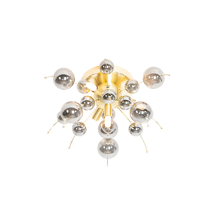 QAZQA Design plafondlamp messing met smoke glas 40 cm 4-lichts -