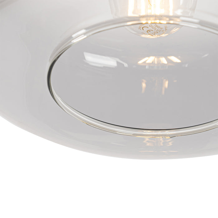 QAZQA Art deco hanglamp zwart met smoke glas - Bizle