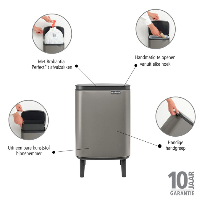 Brabantia Bo Hi Afvalemmer 7 L - Platinum