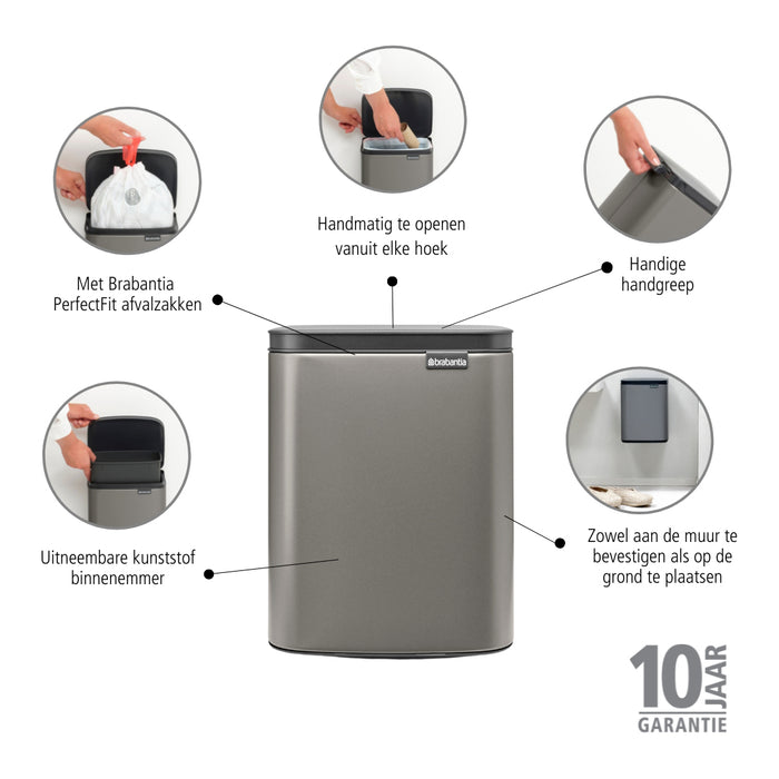 Brabantia Bo Afvalemmer 7 L - Platinum