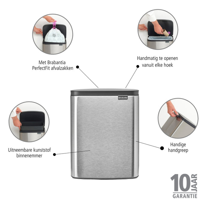 Brabantia Bo Afvalemmer 12 L - Matt Steel FPP