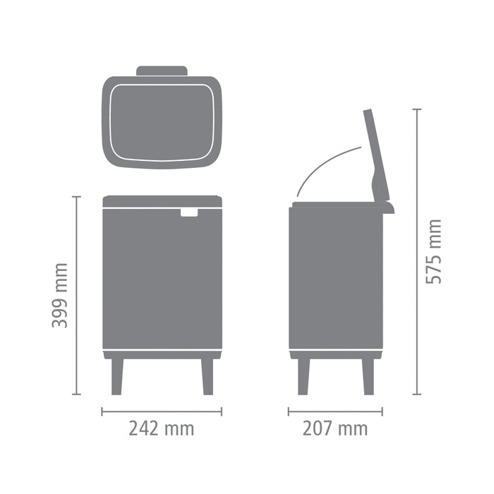 Brabantia Bo Hi Afvalemmer 7 L - Matt Black