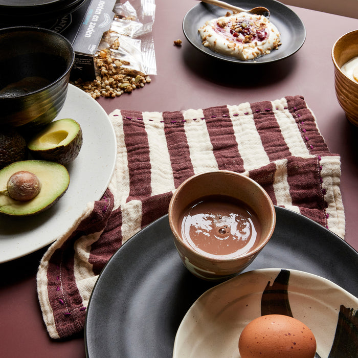 HKliving Striped Burgundy Servetten - Set van 2