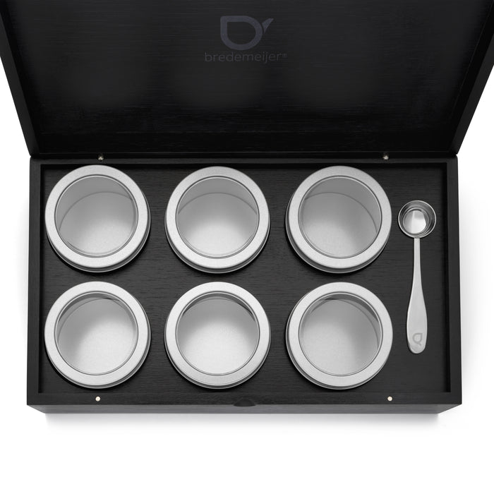 Bredemeijer Theedoos incl. 6 blikjes en maatlepel - Zwart