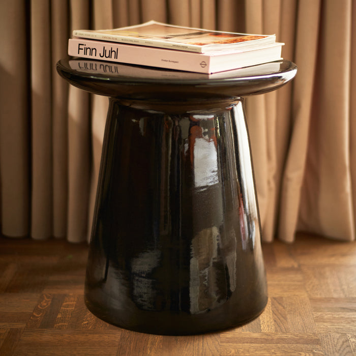 HKliving Earthenware Bijzettafel M - Glossy Black